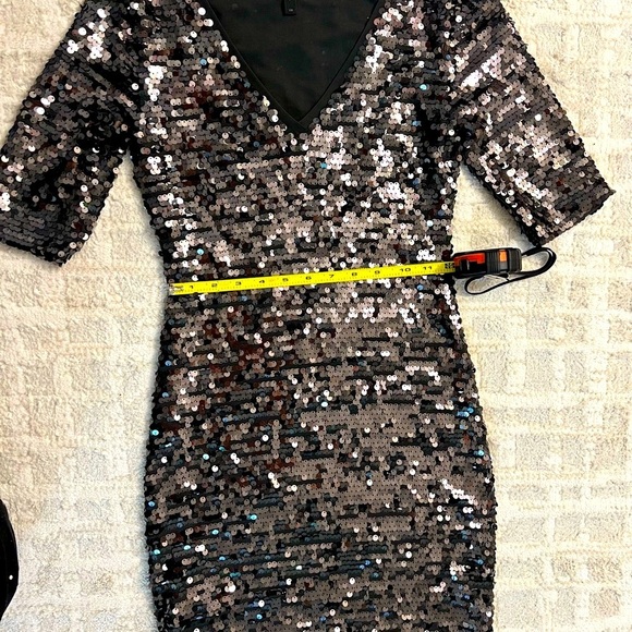 BCBGMaxAzria Black Sequin Bodycon Midi Dress - Picture 10 of 15